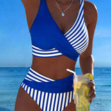 Bikini met kruisende strepen