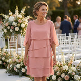Sanne | Elegante gelaagde damesjurk met ruchesmouwen