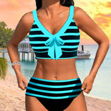 Maaike | Gestreepte Bikini met Hoge Taille