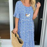 Fleur | Midijurk met ronde hals en stippenprint
