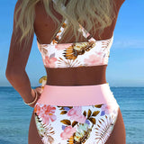 Bikini met bloemenprint en v-hals