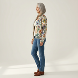 Birgit - Vest met botanisch bloemenpatroon - zijaanzicht