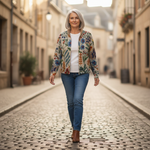 Birgit - Vest met botanisch bloemenpatroon - sfeerbeeld