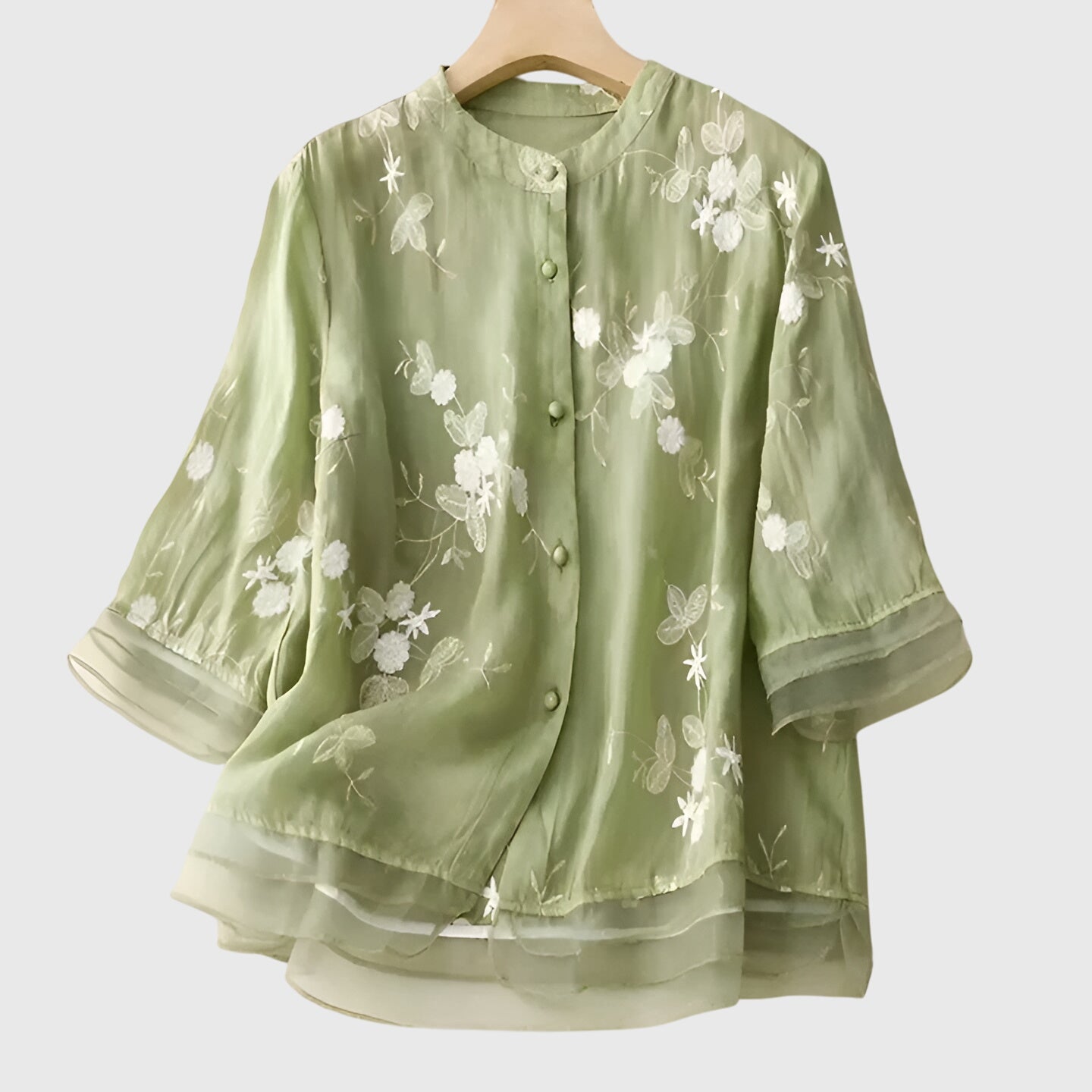 Nellie Elegante Top met Geborduurde Bloemen