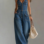 Katinka - Ontspannen denimcombinatie - Marineblauw