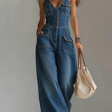 Katinka - Ontspannen denimcombinatie - Marineblauw