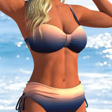Bikini met kleurverloop en koorddetails