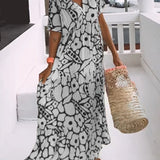 Losse jurk met V-hals en print