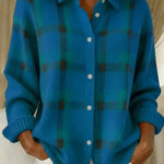Kelsey - Geborsteld geruit vest - Blauw