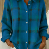 Kelsey - Geborsteld geruit vest - Blauw