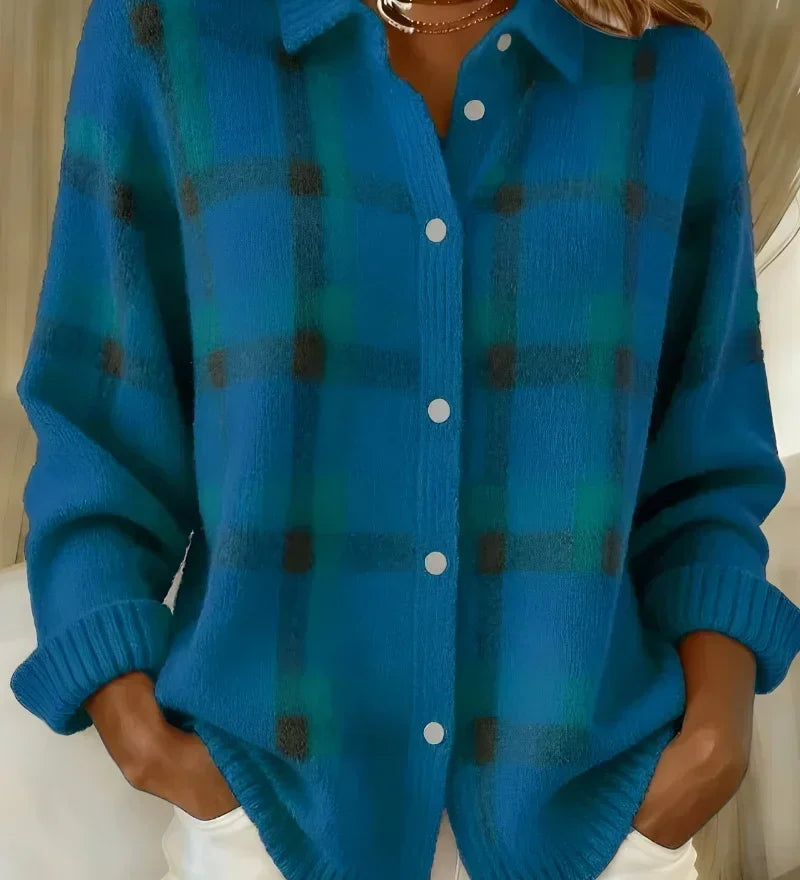 Kelsey - Geborsteld geruit vest - Blauw