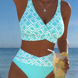 Tweedelige bikini met ruitprint