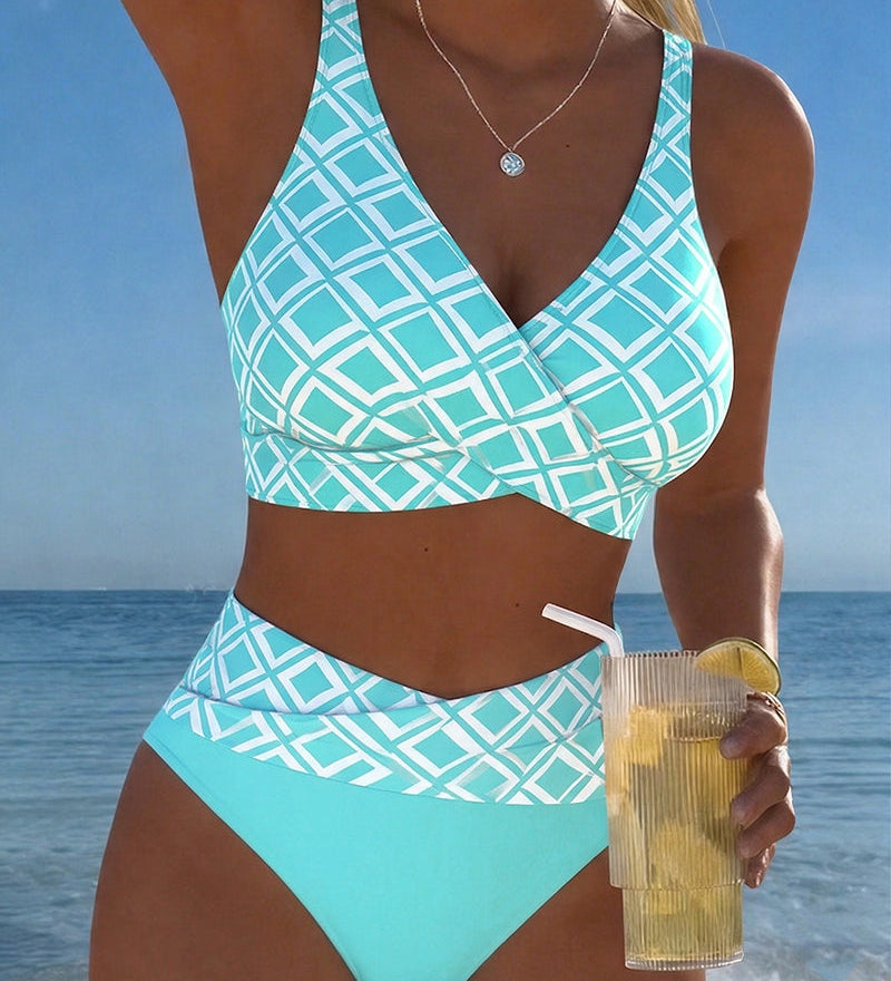 Tweedelige bikini met ruitprint