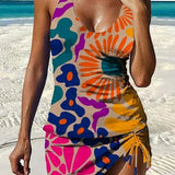 Fiesta – Grafische bloemen tankini met short, effect platte buik