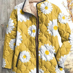 Wendelien - Gele gewatteerde jas met margrieten - productfoto