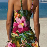 Fiesta – Grafische bloemen tankini met short, effect platte buik