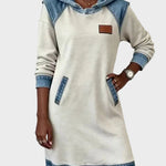 Jantien - Sweatjurk met capuchon in jeanslook - Wit
