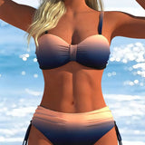 Bikini met kleurverloop en koorddetails