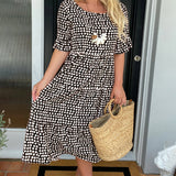 Fleur | Midijurk met ronde hals en stippenprint