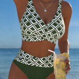 Tweedelige bikini met ruitprint