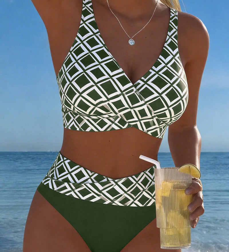Tweedelige bikini met ruitprint