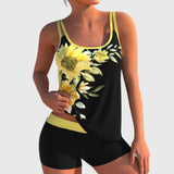 Flor – Bloemige tankini met short, effect platte buik
