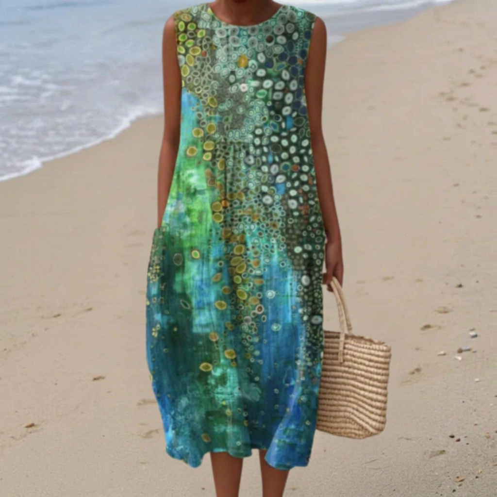 Zara - Mouwloze midi-jurk - Multikleur