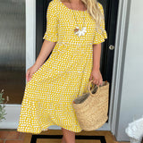 Fleur | Midijurk met ronde hals en stippenprint