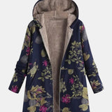 Aurora - Marineblauwe mantel met bloemenpatroon - afbeelding 2