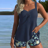 Sanne | Gestreepte Tankini met Tweedelige Strandshort