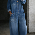 Lieselot - Jumpsuit met blote schouders en lange mouwen - Blauw