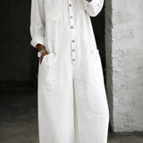 Lieselot - Jumpsuit met blote schouders en lange mouwen - Wit