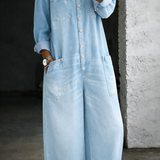 Lieselot - Jumpsuit met blote schouders en lange mouwen - Lichtblauw