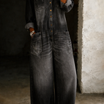 Jeanine - Casual denim tuinbroek - Zwart