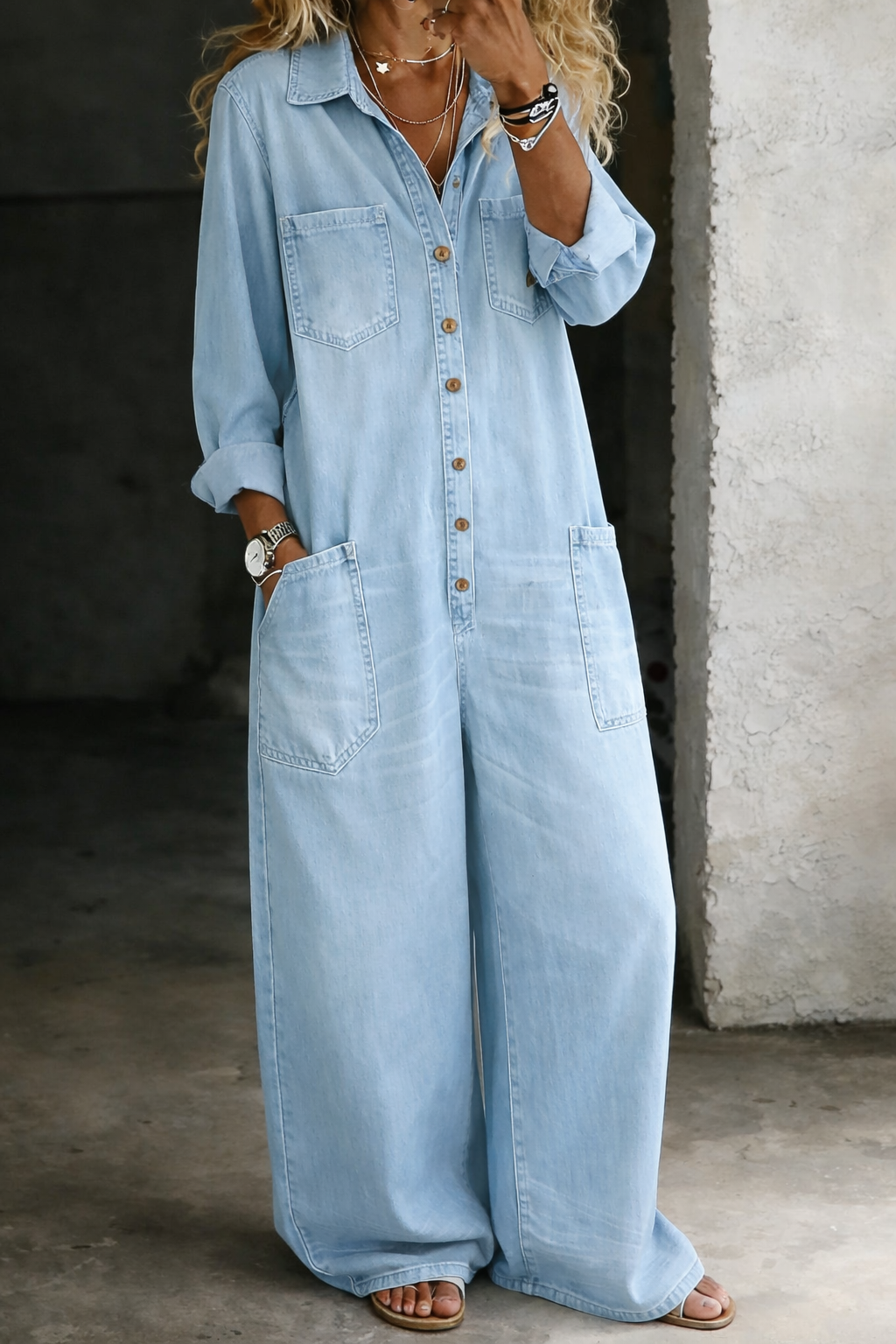 Jeanine - Casual denim tuinbroek - Lichtblauw
