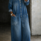 Chantal - Denim salopette met blote schouders - afbeelding 4