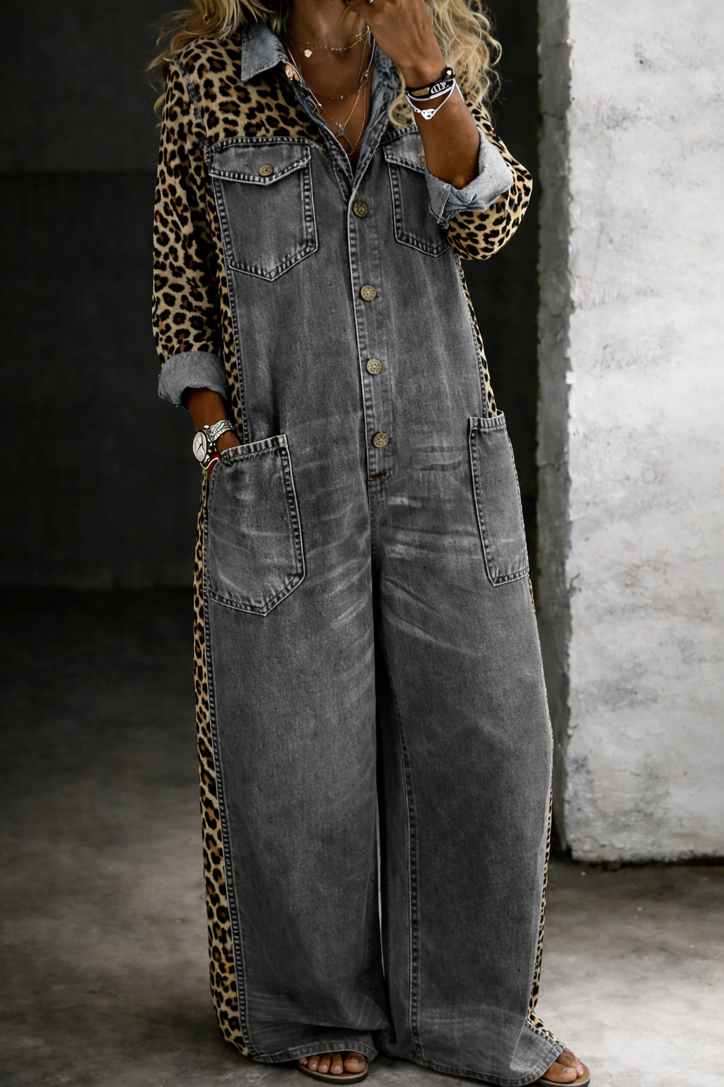 Kim - Denim jumpsuit - Grijs