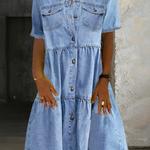 Femmy - Elegante casual denimjurk - Lichtblauw