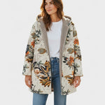 Elena - Boho sherpajas met capuchon en bloemenpatroon