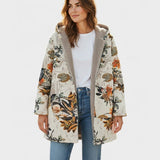 Elena - Boho sherpajas met capuchon en bloemenpatroon