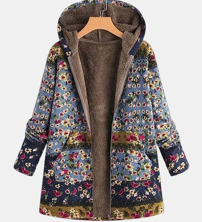 Elena - Boho sherpahoodie met bloemenpatroon