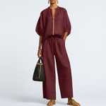 Henrietta - Tweedelige set met blouse en wijde broek