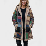 Herfst - Gezellige patchworkhoodie in aardetinten - afbeelding 2