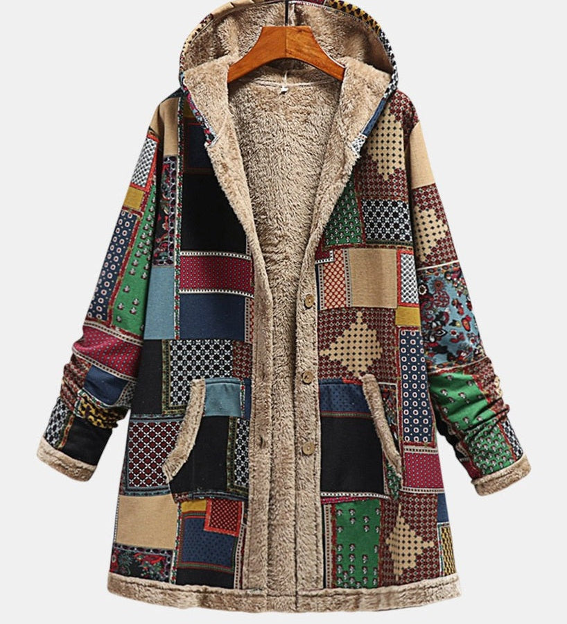 Herfst - Gezellige patchworkhoodie in aardetinten
