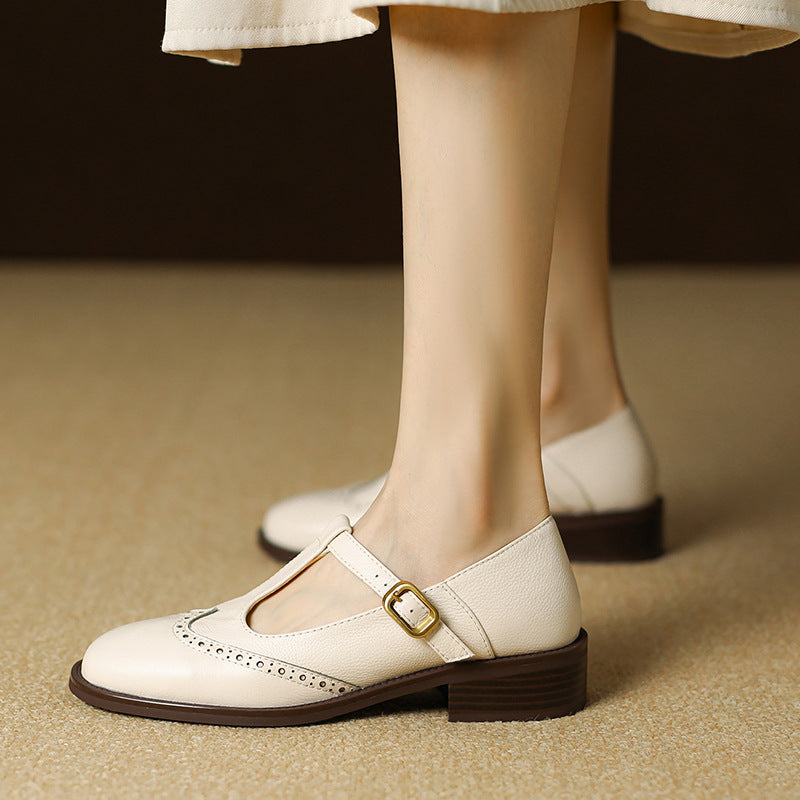 Amelie - Klassieke bandjesschoenen voor dames - Beige