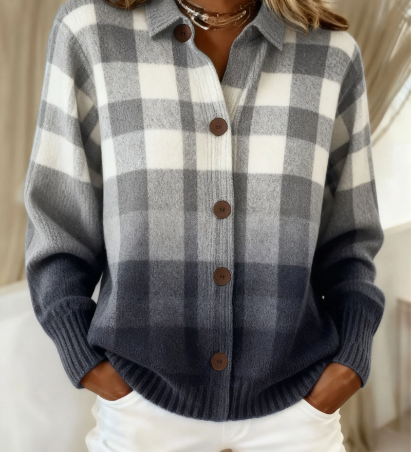 Agnes - Grijs ombré-vest met knopen - Grijs
