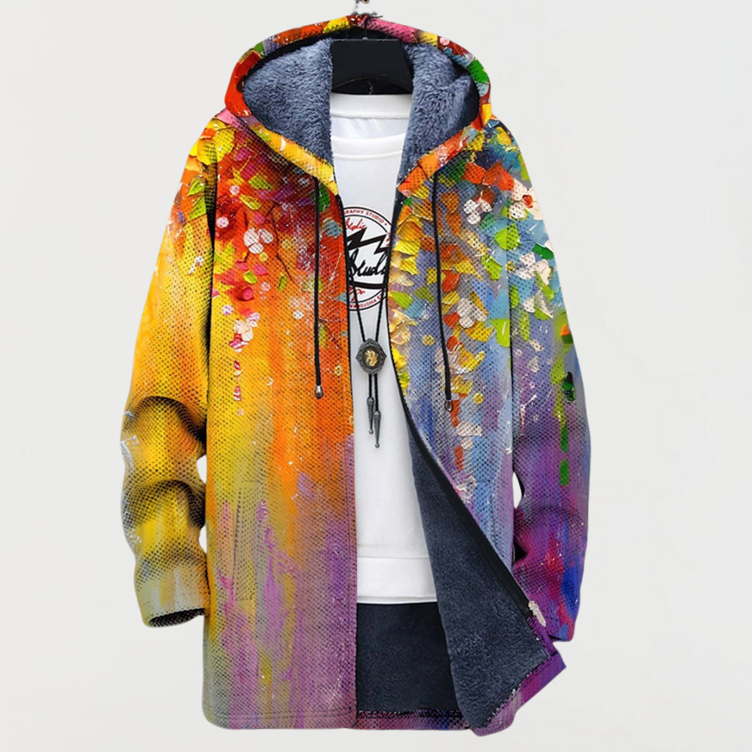 Katharina - Mantel met abstracte kunstelementen - Meerkleurig