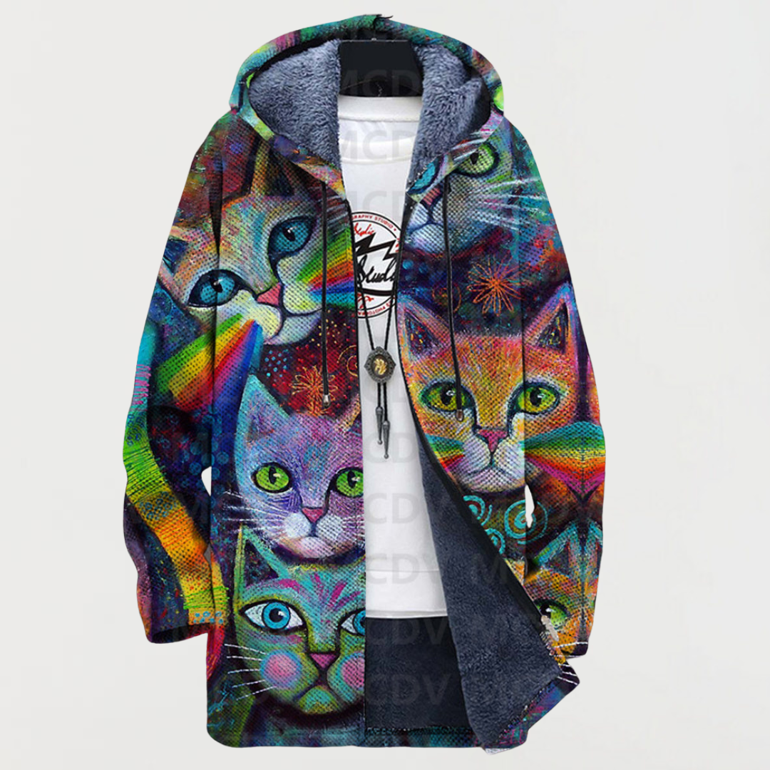 Ella - Hoodie met kat en regenboog - Meerkleurig