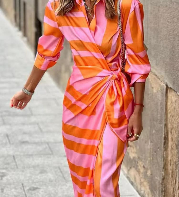 Laluna® | Jurk met Wikkelprint