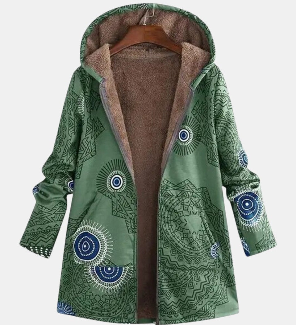 Sage - Sherpa-jack met tribalpatroon - Groen